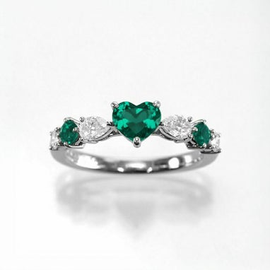 コロンビア産エメラルド0.45ct0.16ctプラチナリングダイヤ0.37ct付(GIA 