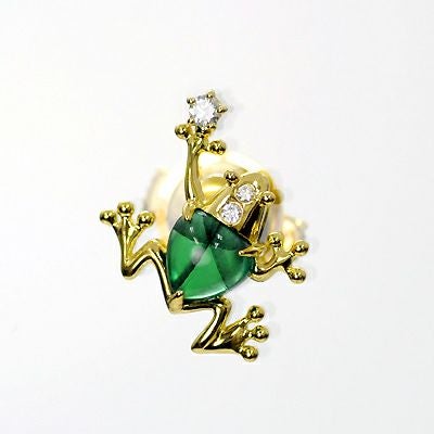 (コロンビア産エメラルドトラピッチェ0.93ctK18ゴールドカエルブローチダイヤ0.08ct付(中央宝石研究所宝石ソーティング付)