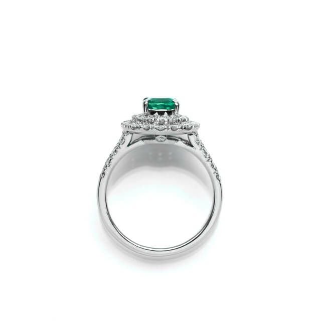 コロンビア産エメラルド1.159ctプラチナリングダイヤ0.86ct付(宝石鑑別