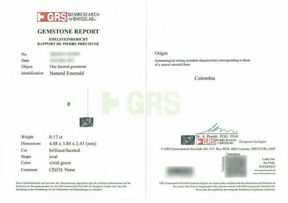 GRS宝石鑑別書