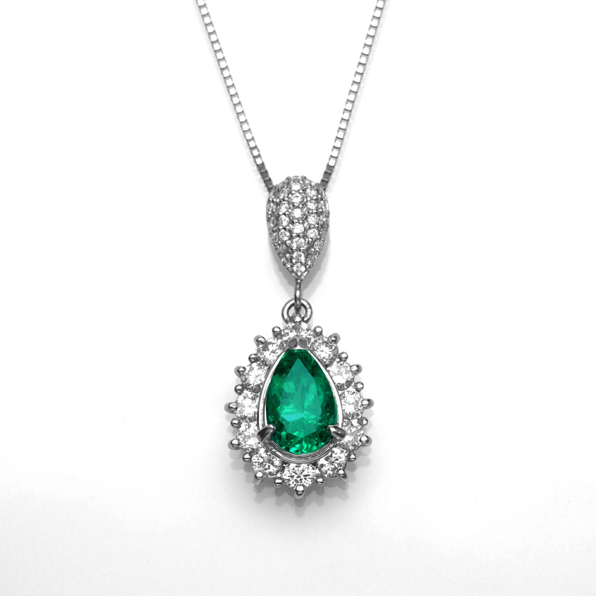 コロンビア産チボール鉱山エメラルド1.81ctプラチナネックレスダイヤ0.99ct付(中央宝石研究所宝石鑑別書付)
