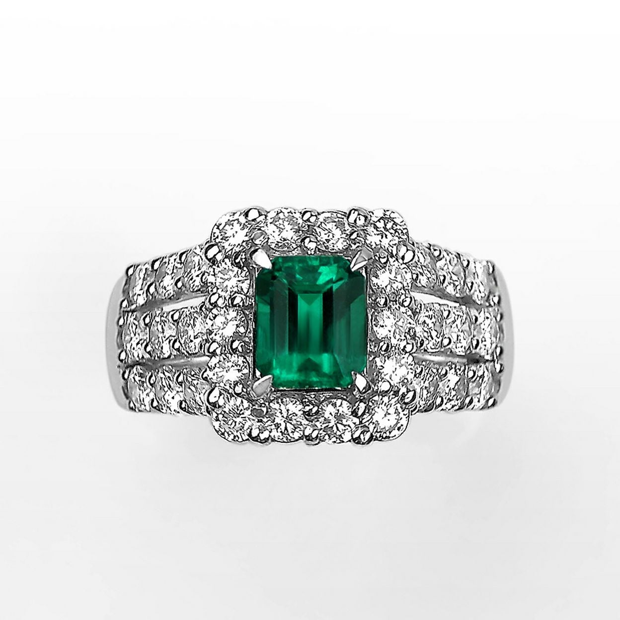 コロンビア産無処理エメラルド(ノンオイル)0.79ctプラチナリングダイヤ1.29ct付(GIA宝石鑑別書付)