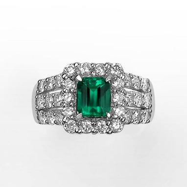 コロンビア産無処理エメラルド(ノンオイル)0.79ctプラチナリングダイヤ 