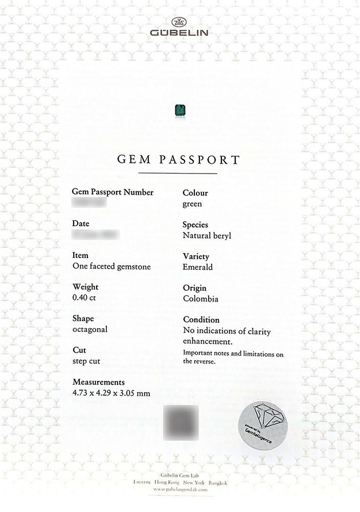 GUBELIN宝石鑑別書