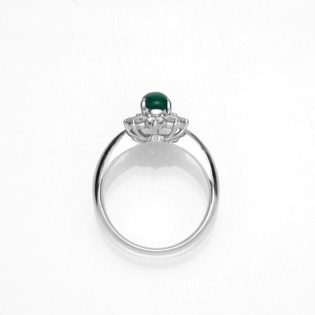 コロンビア産エメラルドキャッツアイ0.95ctプラチナリングダイヤ0.61ct