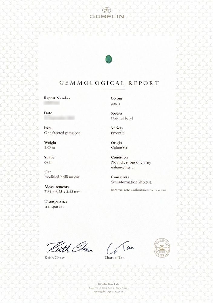 GUBELIN宝石鑑別書