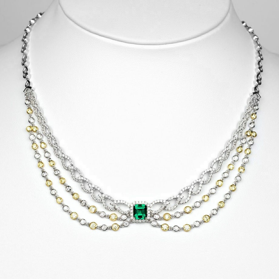 コロンビア産無処理エメラルド(ノンオイル)1.38ctプラチナゴールドネックレスダイヤ1.51ct2.99ct付(GUBELIN宝石鑑別書付)