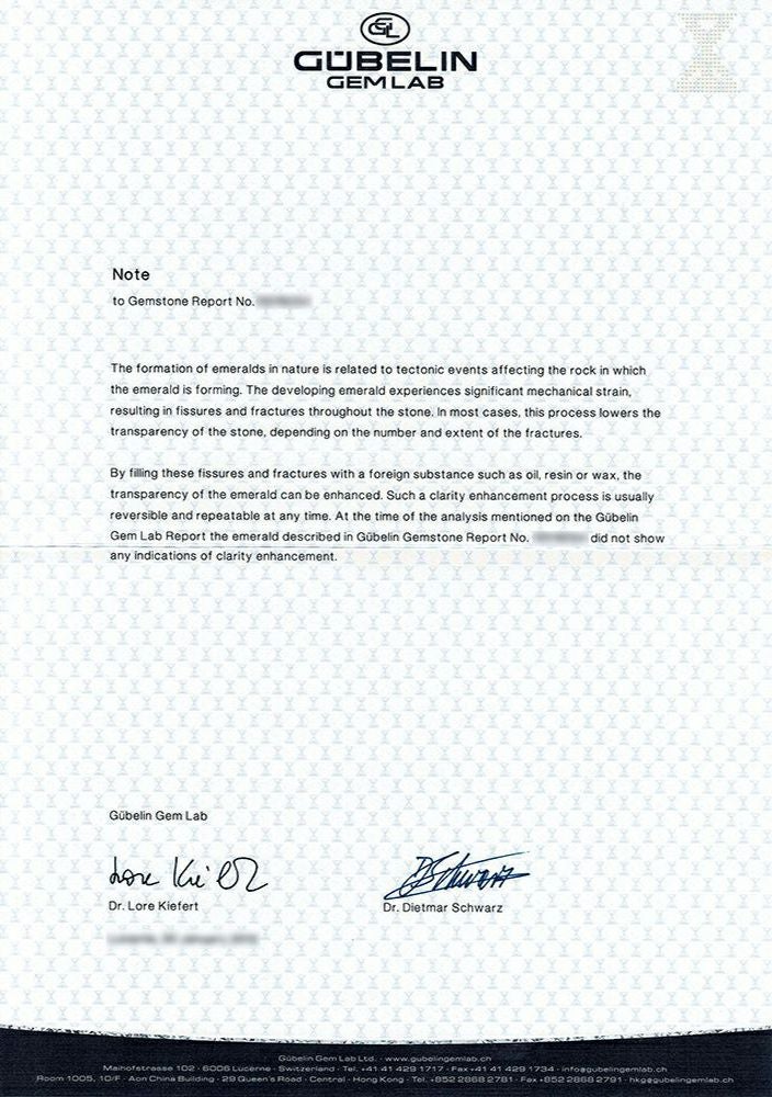 GUBELINノンエンハンスメントエメラルド宝石鑑別書