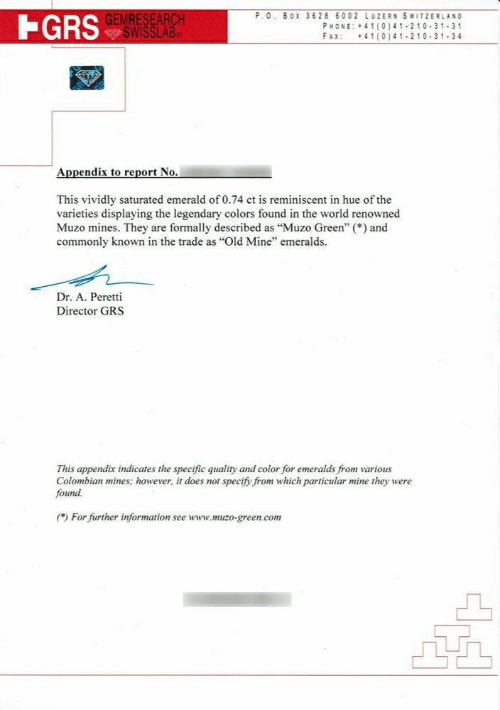 GEM RESEARCH SWISSLAB宝石鑑別書