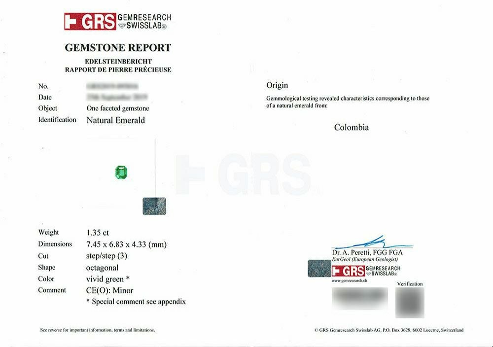 GRS宝石鑑別書付