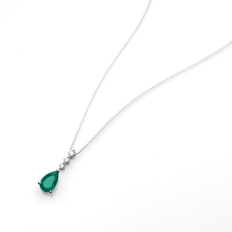コロンビア産エメラルド0.98ctプラチナネックレスダイヤ0.177ct付(中央宝石研究所宝石鑑別書付)
