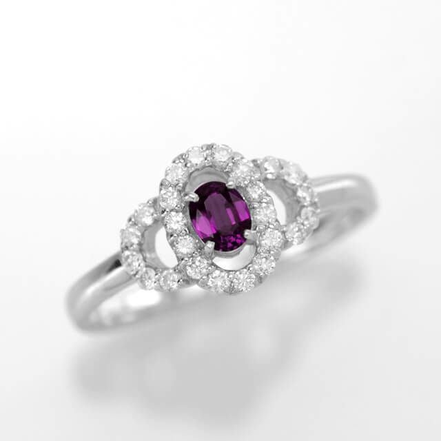 アレキサンドライト0.20ctプラチナリングダイヤ0.21ct付(中央宝石研究所宝石鑑別書付)