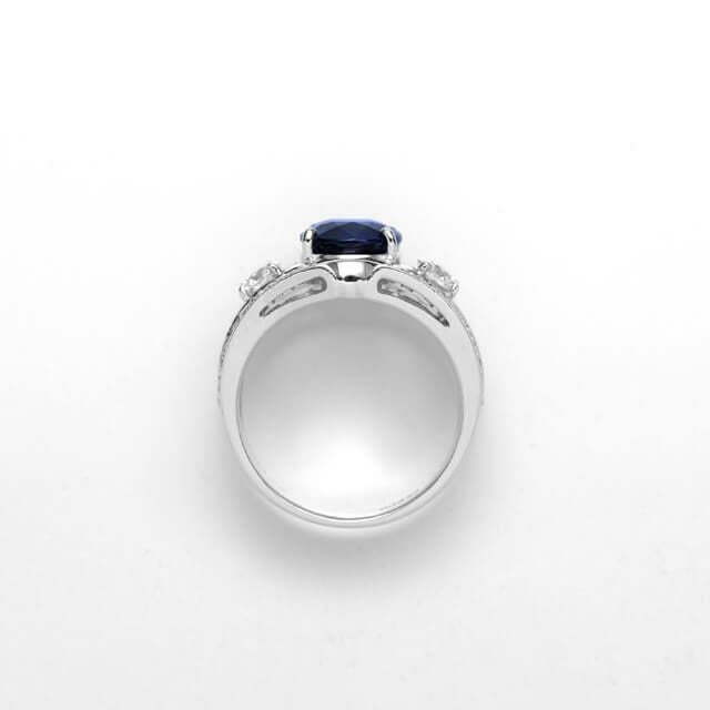 em140216 ブルーサファイア2.715ctプラチナリングダイア0.426ct 0.50ｃｔ付(中央宝石研究所宝石鑑別書付)