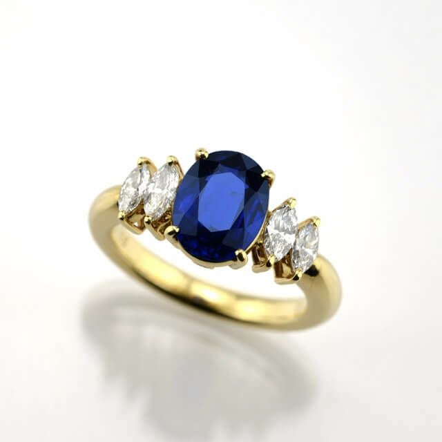ブルーサファイア2.23ctK18ゴールドリングダイヤ0.53ct付(中央宝石研究所宝石鑑別書付)