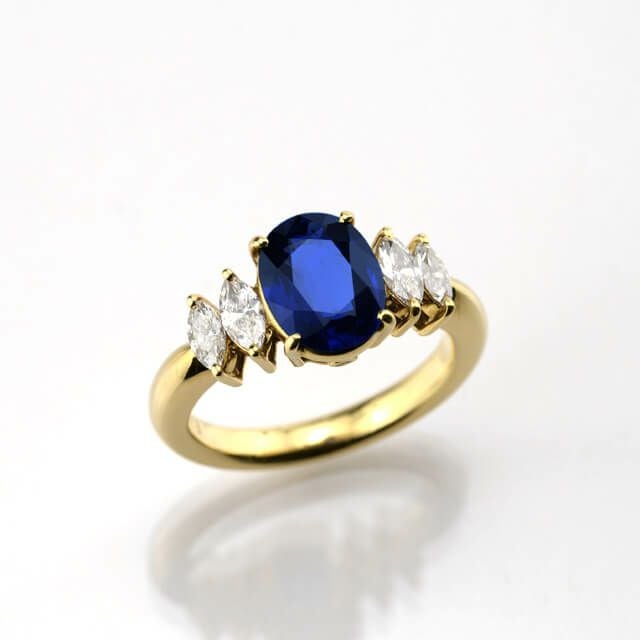 ブルーサファイア2.23ctK18ゴールドリングダイヤ0.53ct付(中央宝石研究所宝石鑑別書付)