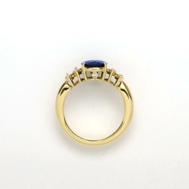 ブルーサファイア2.23ctK18ゴールドリングダイヤ0.53ct付(中央宝石研究所宝石鑑別書付)
