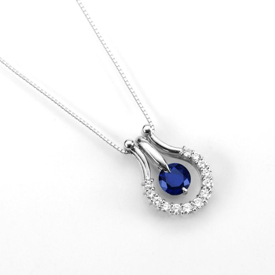 非加熱ブルーサファイア1.01ctプラチナネックレスダイヤ0.41ct付(GIA宝石鑑別書付)