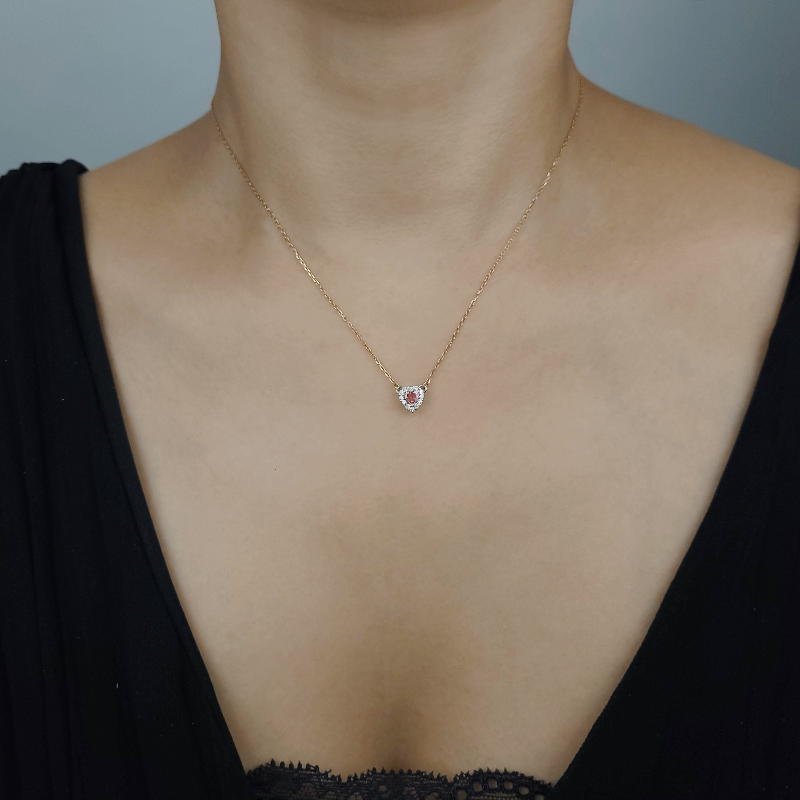 ピンクダイヤモンド0.16ct FANCY ORANGY PINK ハートカットPGK18