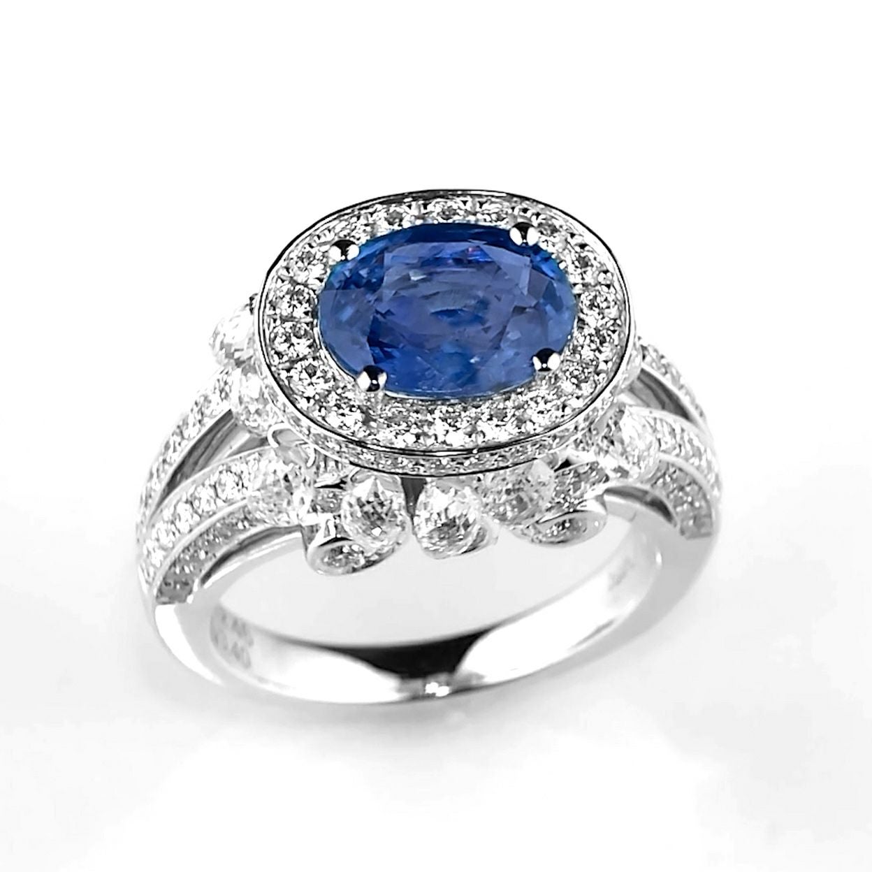 カシミールサファイア2.46ctプラチナリングダイヤ3.40ct付(GRS宝石鑑別書 GUBELIN宝石鑑別書付)