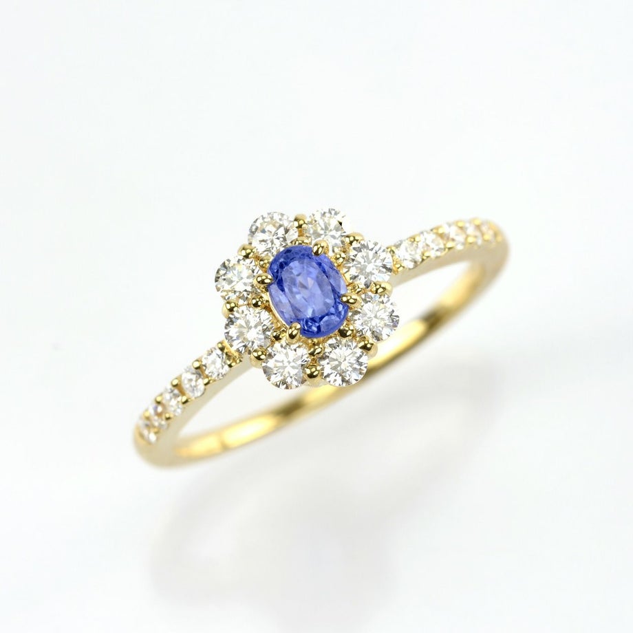 非加熱カシミールサファイア0.41ctK18ゴールドリングダイヤ0.46ct付(GIA宝石鑑別書付)