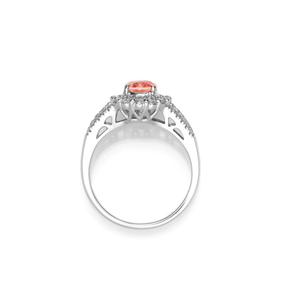 スリランカ産非加熱パパラチャサファイア1.54ctプラチナリングダイヤ0.59ct付(GRS宝石鑑別書付)