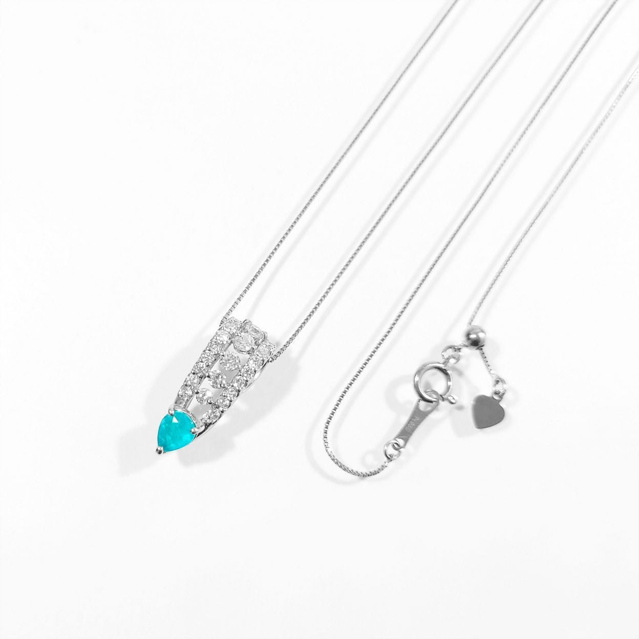 ブラジル産バターリャ鉱山パライバトルマリン0.363ct プラチナネックレス ダイヤ0.43ct付 (中央宝石研究所パライバ分析レポート付宝石鑑別書付)