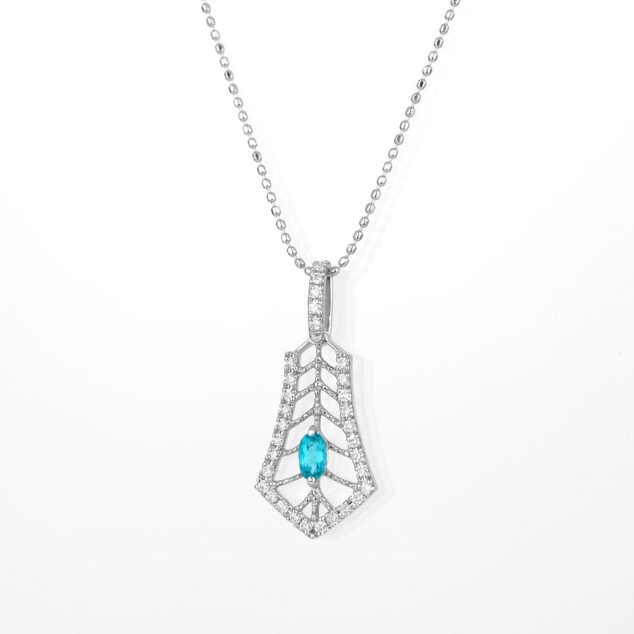 ブラジル産バターリャ鉱山パライバトルマリン0.16ctK18ゴールドネックレスダイヤ0.19ct付(中央宝石研究所宝石鑑別書付)