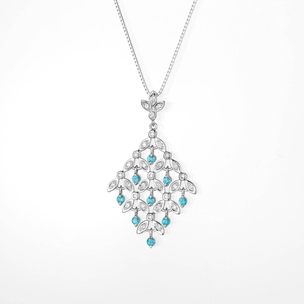 ブラジル産パライバトルマリン0.27ctK18ホワイトゴールドネックレスダイヤ0.22ct付(中央宝石研究所宝石鑑別書付)