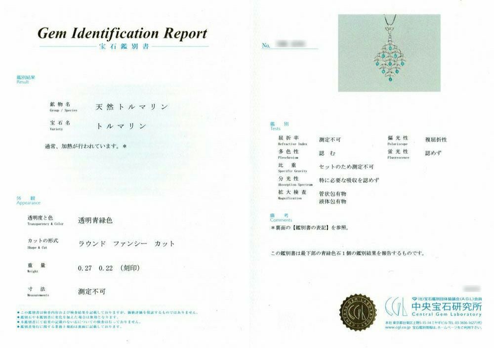 中央宝石研究所宝石鑑別書