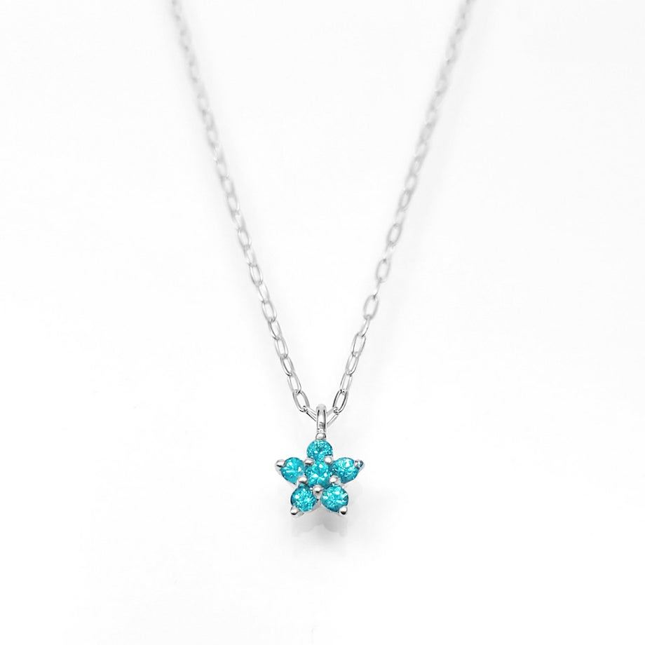 ブラジル産パライバトルマリンスタープラチナネックレス【Blue STAR】