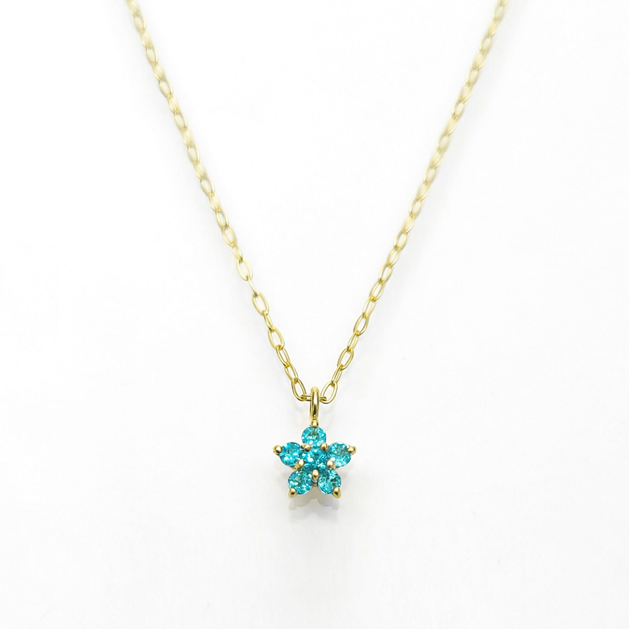 ブラジル産パライバトルマリンスターK18ゴールドネックレス【Blue STAR】