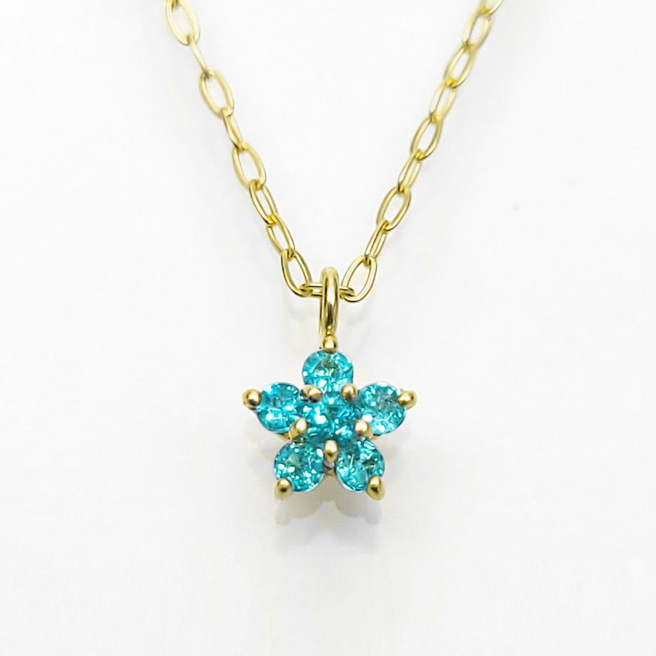 ブラジル産パライバトルマリンスターK18ゴールドネックレス【Blue STAR】