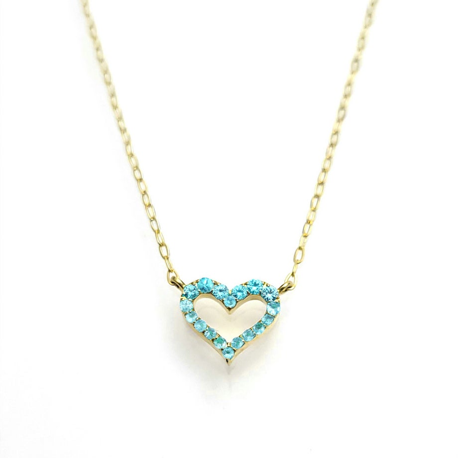 ブラジル産パライバトルマリンハートK18ゴールドネックレス