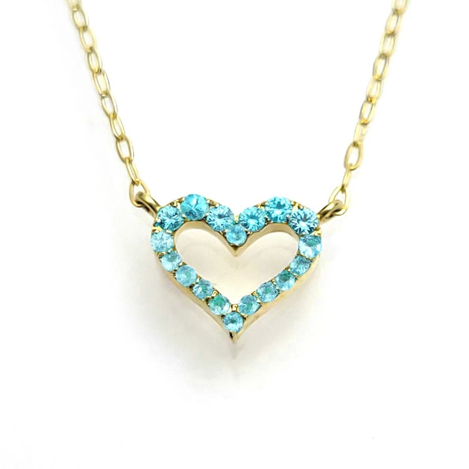 ブラジル産パライバトルマリンハートK18ゴールドネックレス