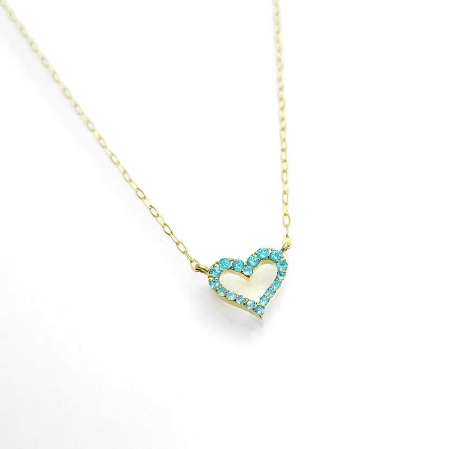 ブラジル産パライバトルマリンハートK18ゴールドネックレス