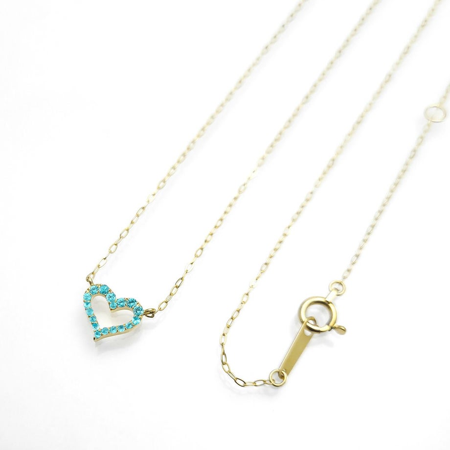 ブラジル産パライバトルマリンハートK18ゴールドネックレス