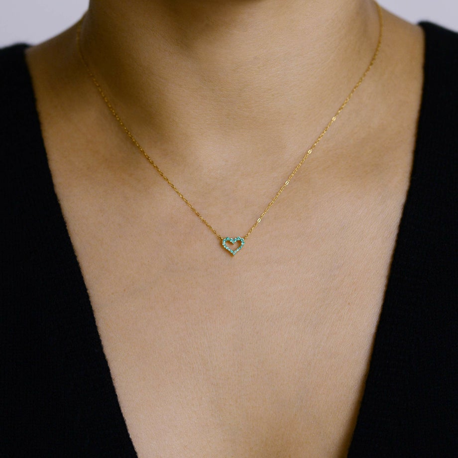 ブラジル産パライバトルマリンハートK18ゴールドネックレス