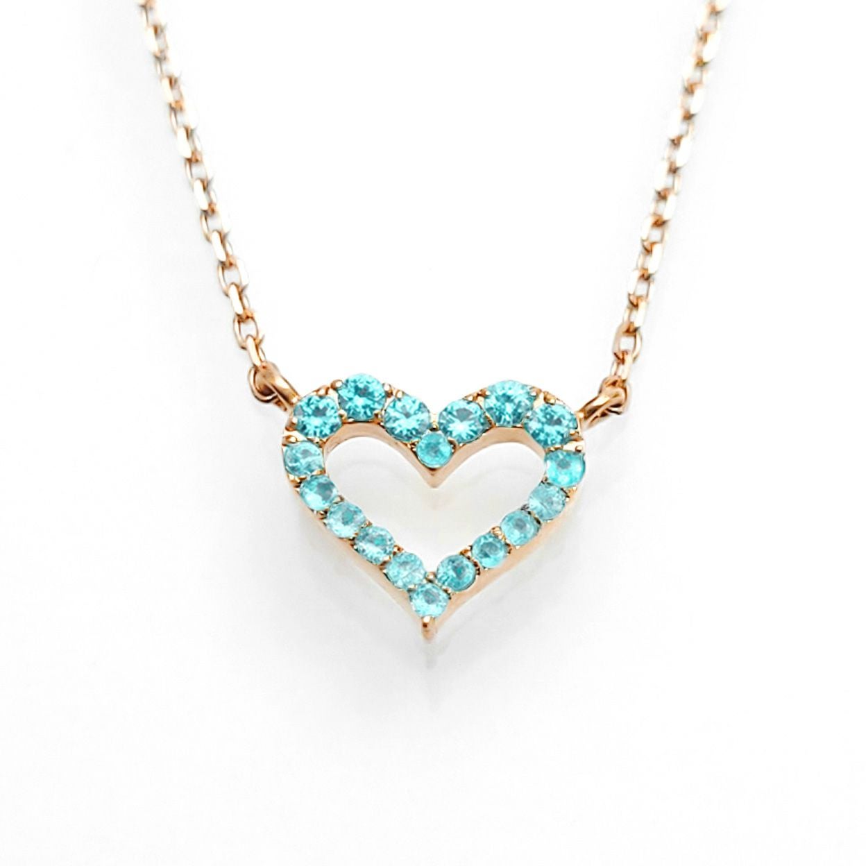 ブラジル産パライバトルマリンハートK18ピンクゴールドネックレス