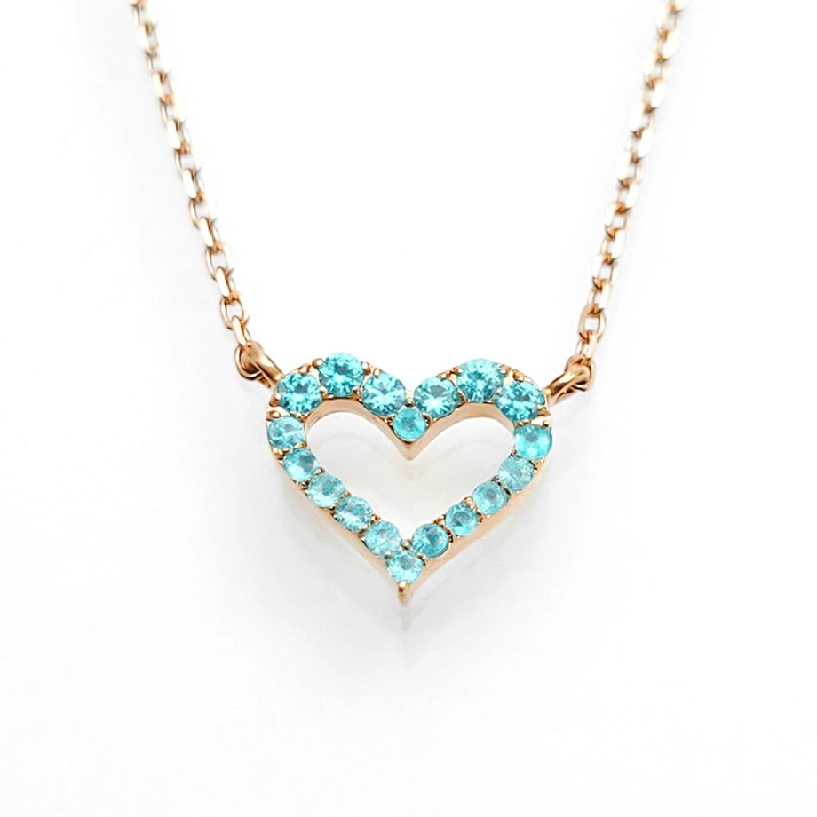 ブラジル産パライバトルマリンハートK18ピンクゴールドネックレス