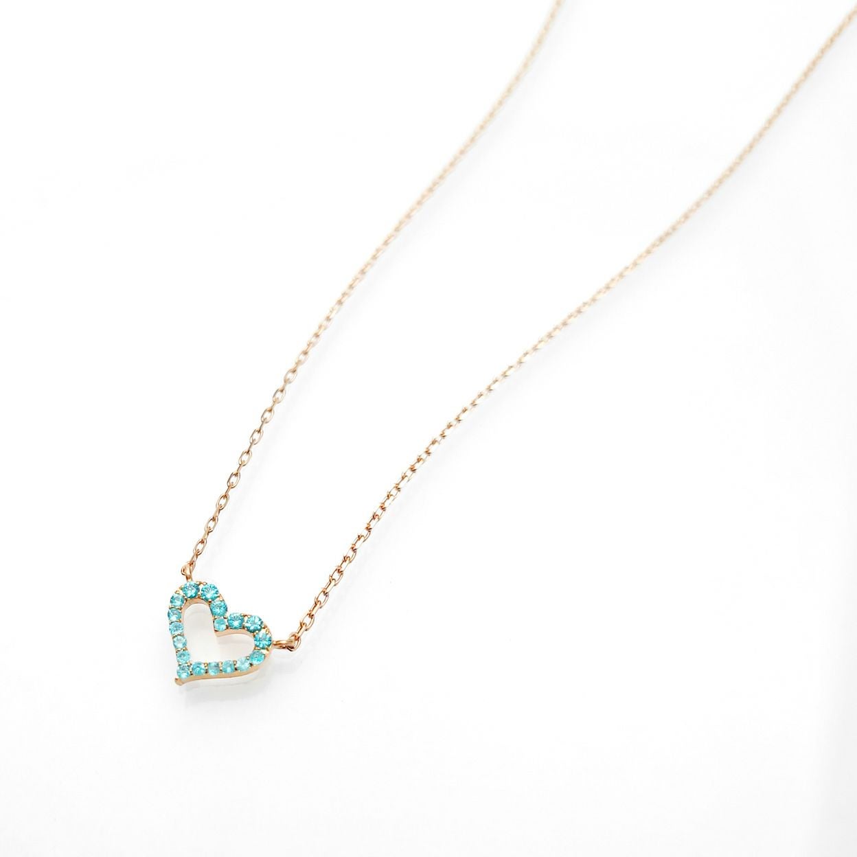 ブラジル産パライバトルマリンハートK18ピンクゴールドネックレス