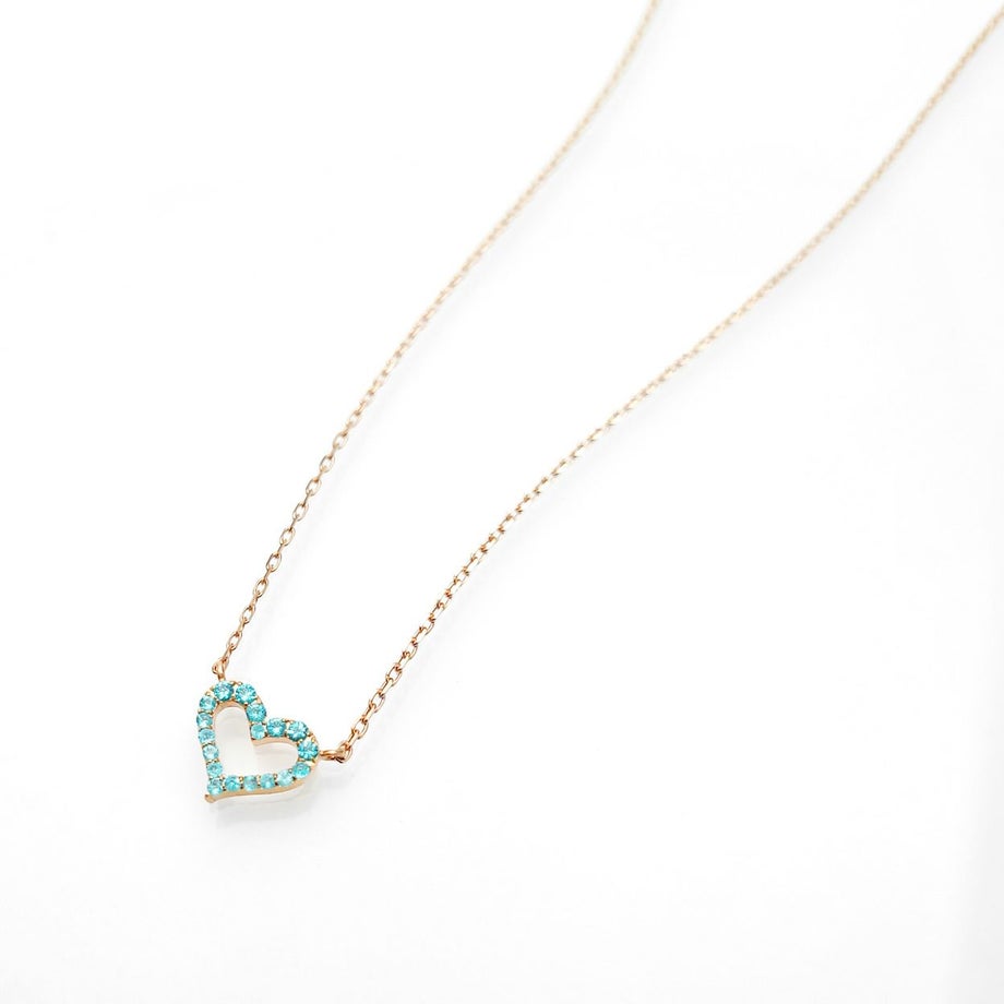 ブラジル産パライバトルマリンハートK18ピンクゴールドネックレス