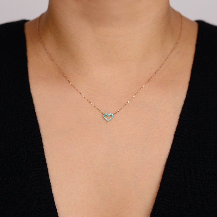 ブラジル産パライバトルマリンハートK18ピンクゴールドネックレス