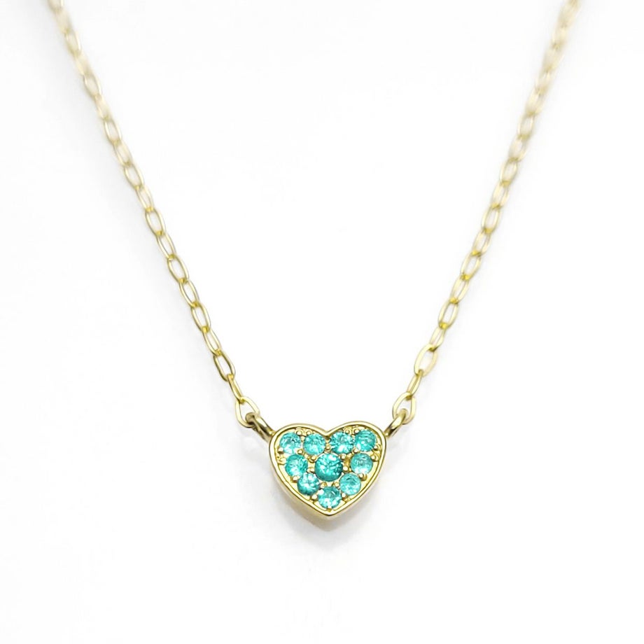 ブラジル産パライバトルマリンハートミニK18ゴールドネックレス