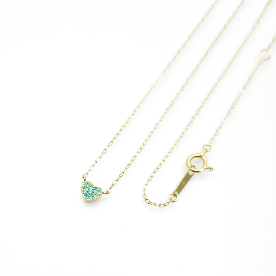 ブラジル産パライバトルマリンハートミニK18ゴールドネックレス