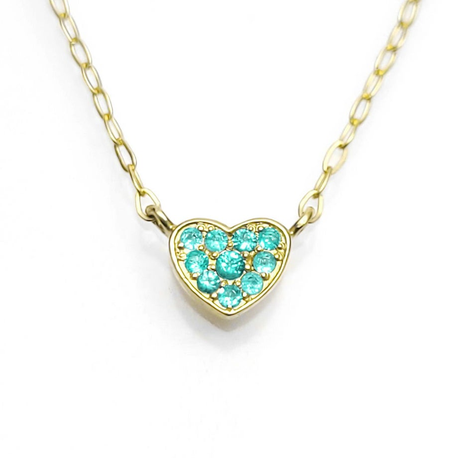 ブラジル産パライバトルマリンハートミニK18ゴールドネックレス