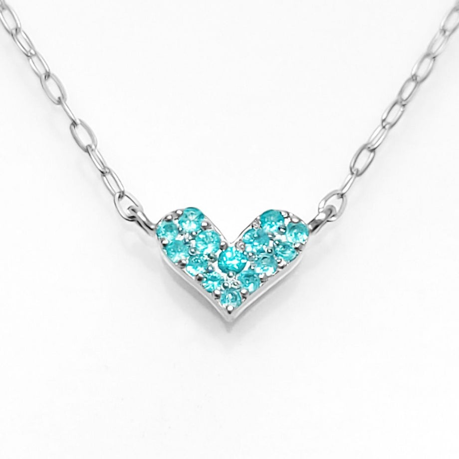 ブラジル産パライバトルマリンハートプラチナネックレス