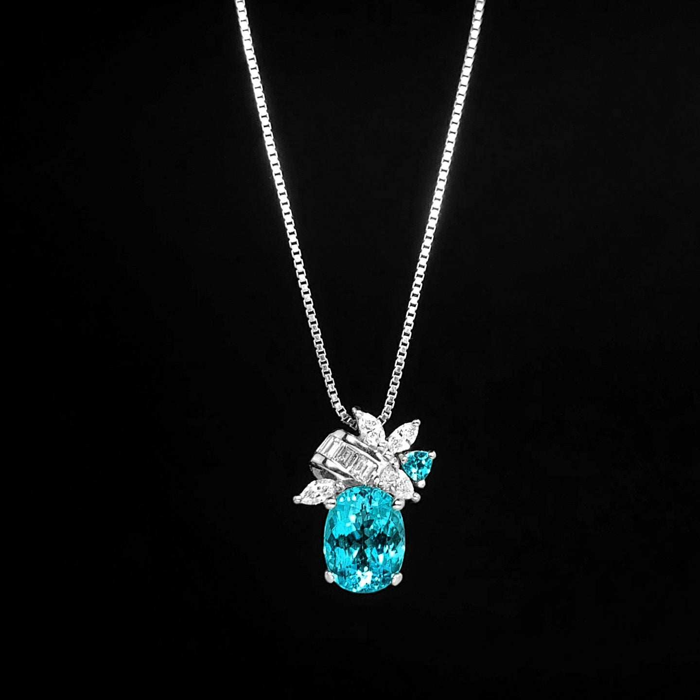 ブラジル産パライバトルマリン1.433ctプラチナネックレスダイヤ0.23ct (GIA宝石鑑別書付)
