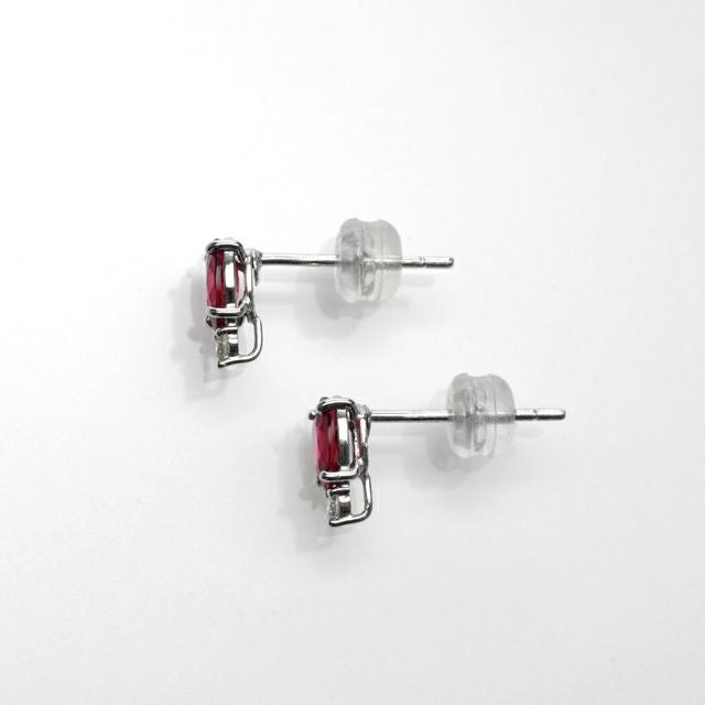 ルビー0.48ct0.46ctプラチナピアスダイヤ0.02ct0.02ct付(中央宝石研究所宝石鑑別書付)