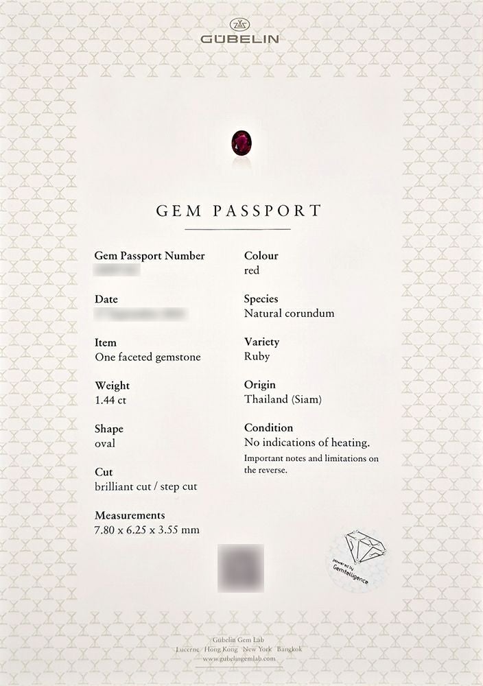 GUBELIN宝石鑑別書