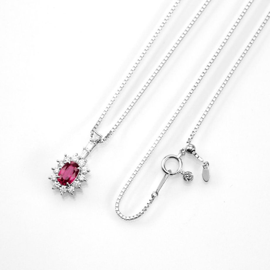 非加熱ルビー1.158ctプラチナネックレスダイヤ0.59ct付(東京宝石科学アカデミー鑑別書付)